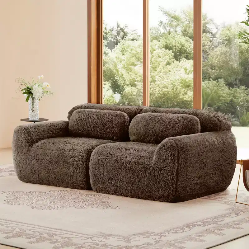 2-seater Modular Sofa,Soft Plush Fabric Anti-Slip Bottom,32D HD Sponge,No Assembly,Ergonomic Design,With Throw Pillows for Living Rooms