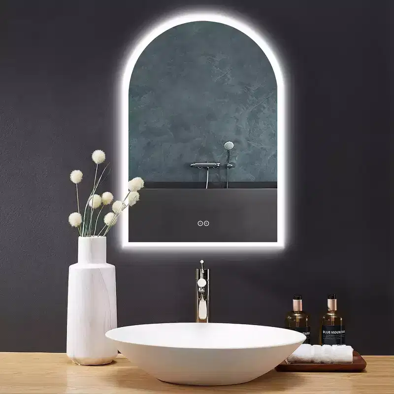 Arched Bathroom Vanity Mirror with LED Light and Defog Function, 24