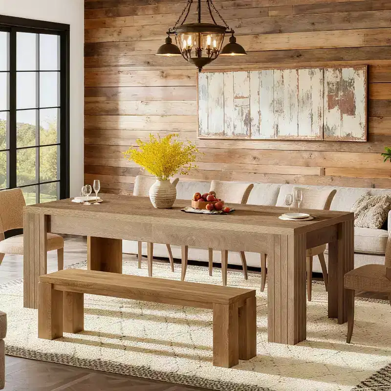 78.7-Inch Dining Table for 6, Farmhouse Kitchen Table with Heavy Duty Legs for Dining Room, Kitchen, Living Room, Rustic Brown