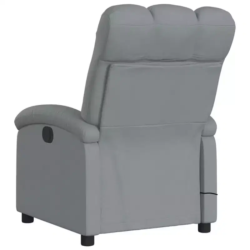 vidaXL Massage Recliner Chair Light Gray Fabric, Metal, Engineered Wood - Light Gray Manual Push Back With Massage