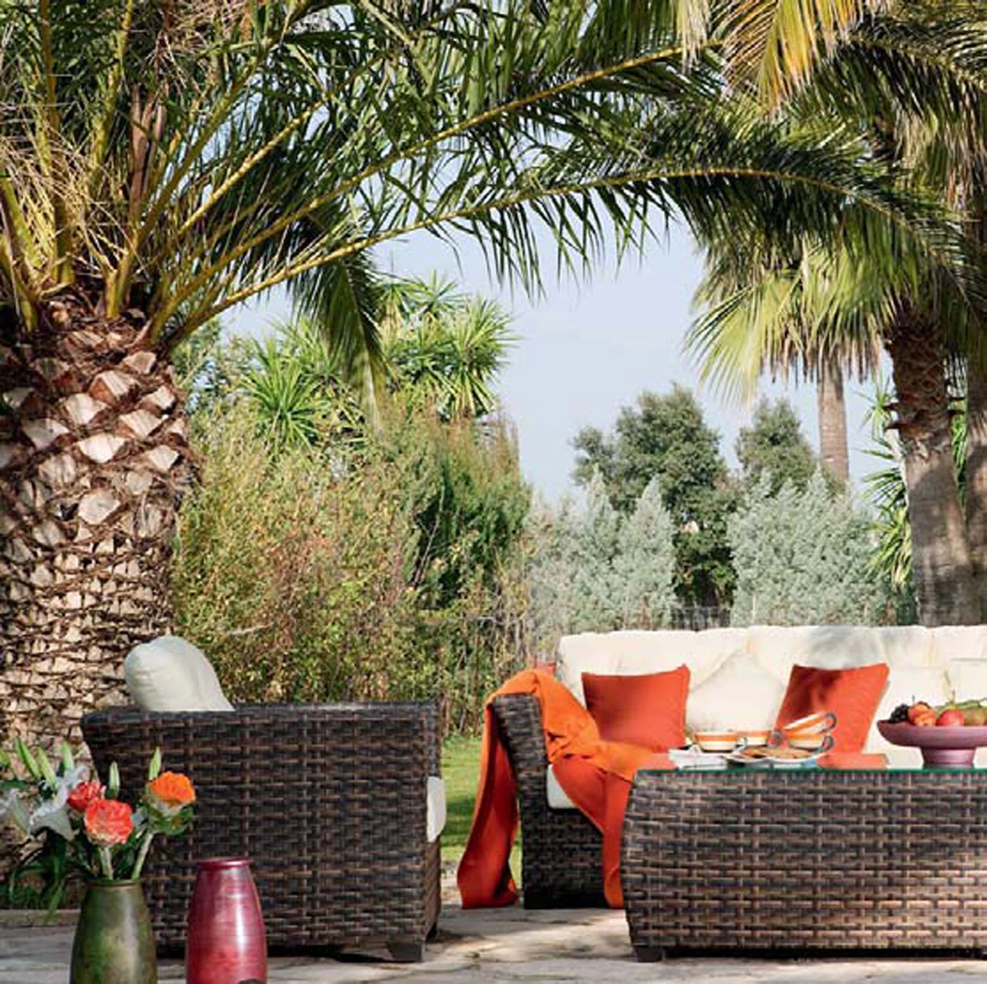 Dark Brown Wicker Outdoor Sofa with Removable Cushions Aluminum Frame