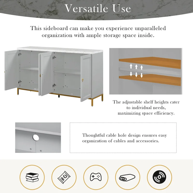 59 Sideboard Buffet Cabinet with Adjustable Shelf