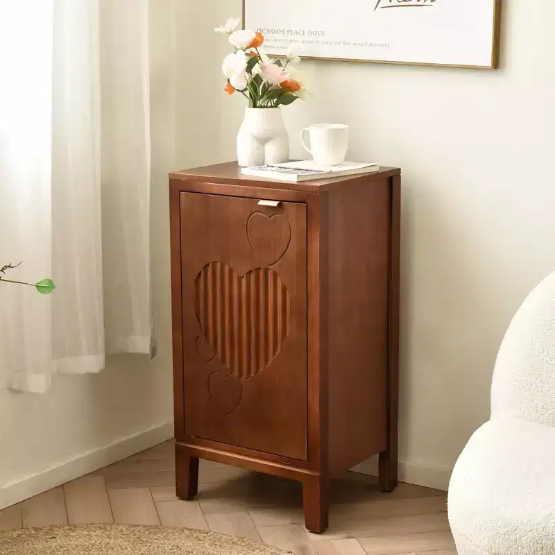 eHemco Kawaii Sweetheart End Table, 16.5 x 14 x 31 Inches, Indoor Living Room Side Table, Antique Walnut