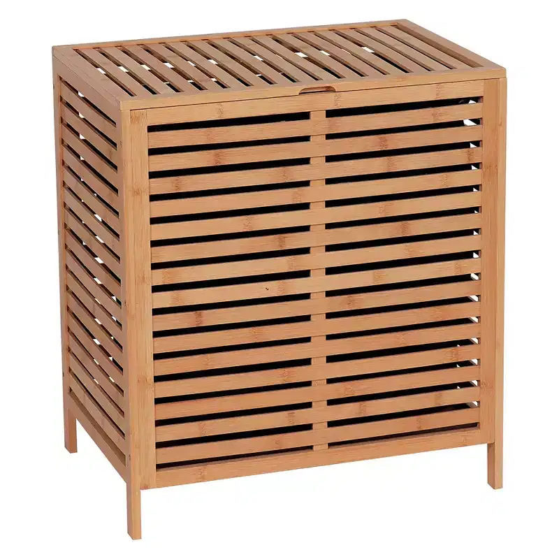 Evideco French Home Goods Bamboo Laundry Hamper with Lid, Removable Bag, Slatted Ventilation Design, Large Storage Basket