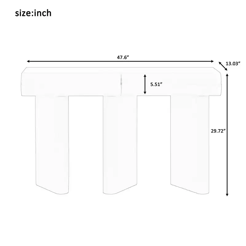 Modern Narrow Entryway Table with Curved Drawer & Geometric Leg, Space-Saving Sofa Table for Hallway Living Room Bedroom Small Apartments Foyer