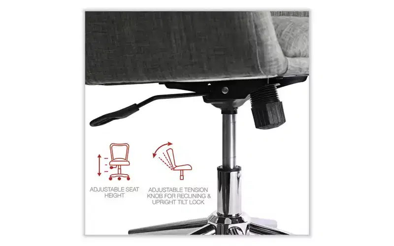 Workspace by Alera Mid-Century Task Chair, Supports Up to 275 lb, 18.9 to 22.24 Seat Height, Gray Seat, Gray Back