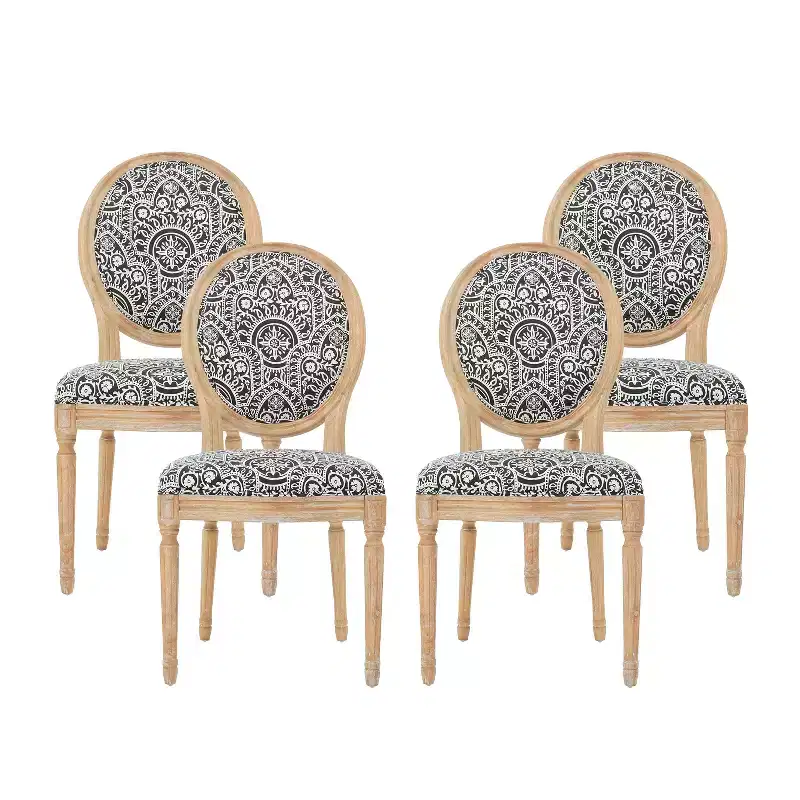 GDFStudio Newman Traditional Upholstered Rubberwood Dining Chairs (Set of 4)