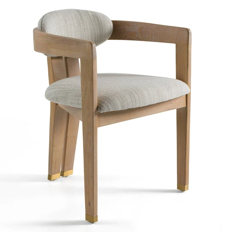 Off-White & White Wash Oak Upholstered Dining Chair