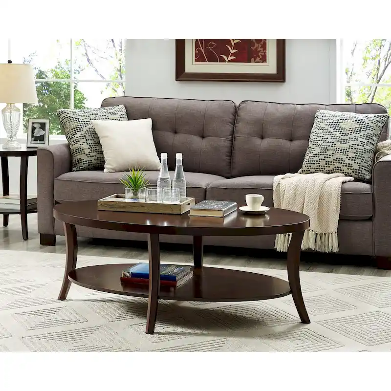 Oval Coffee Table with Shelf