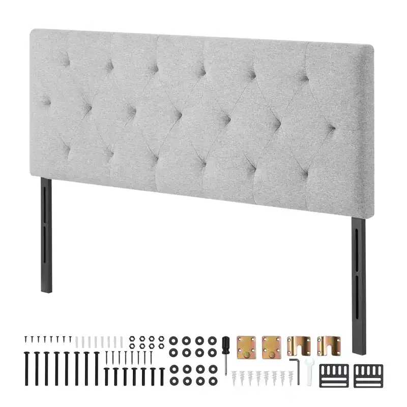 Headboard, Full Size Headboard with Adjustable Height, Comfortable Diamond Tufted for Full Size Bed, W 56.3 x H35.6-47.4inches, Light Grey