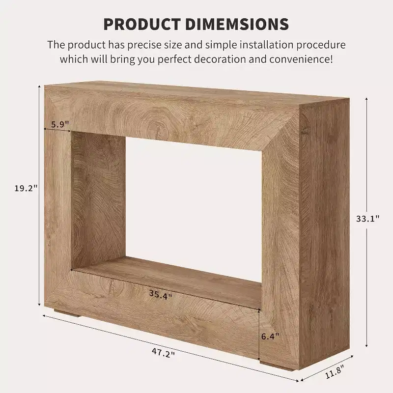 Farmhouse Console Table, 47 Rustic Sofa Table with Shelf for Entryway, Hallway, Behind Couch (Natural)
