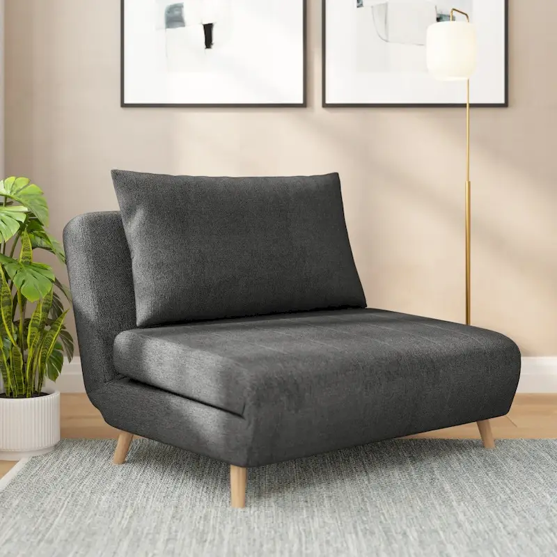 Foldable Sleep Chair with Hideaway Legs and Backrest Pillow - 75.5D x 41W x 30H