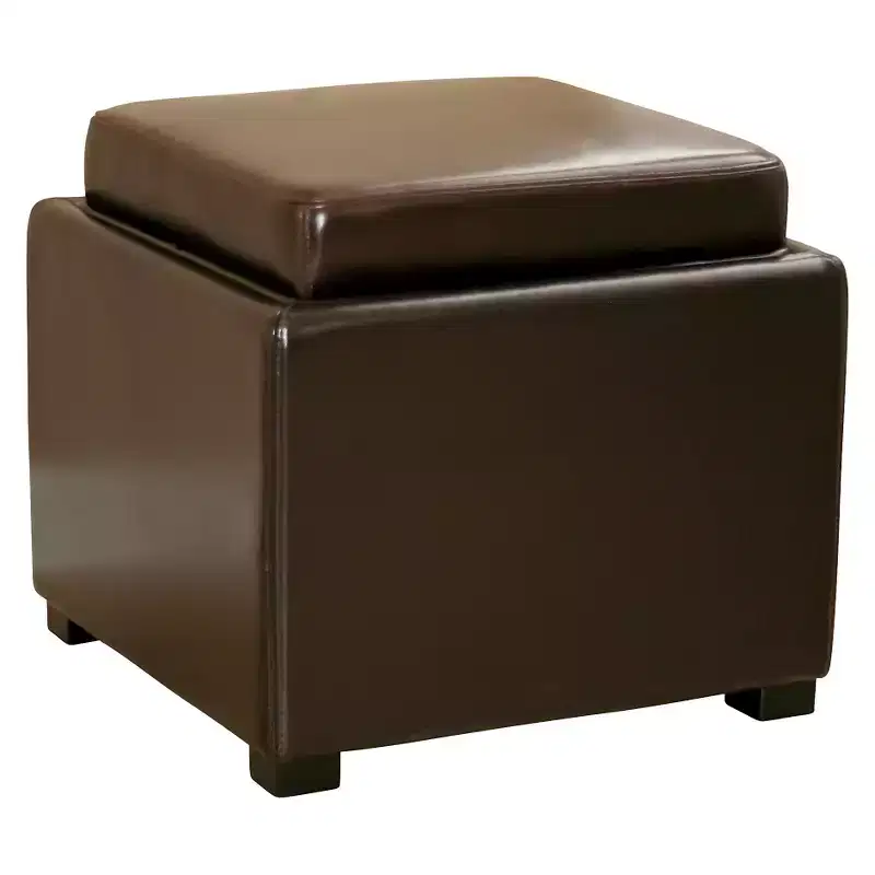 Tate Storage Ottoman Dark Brown - Baxton Studio: Compact Seating, Side Table, Non-Marking Feet