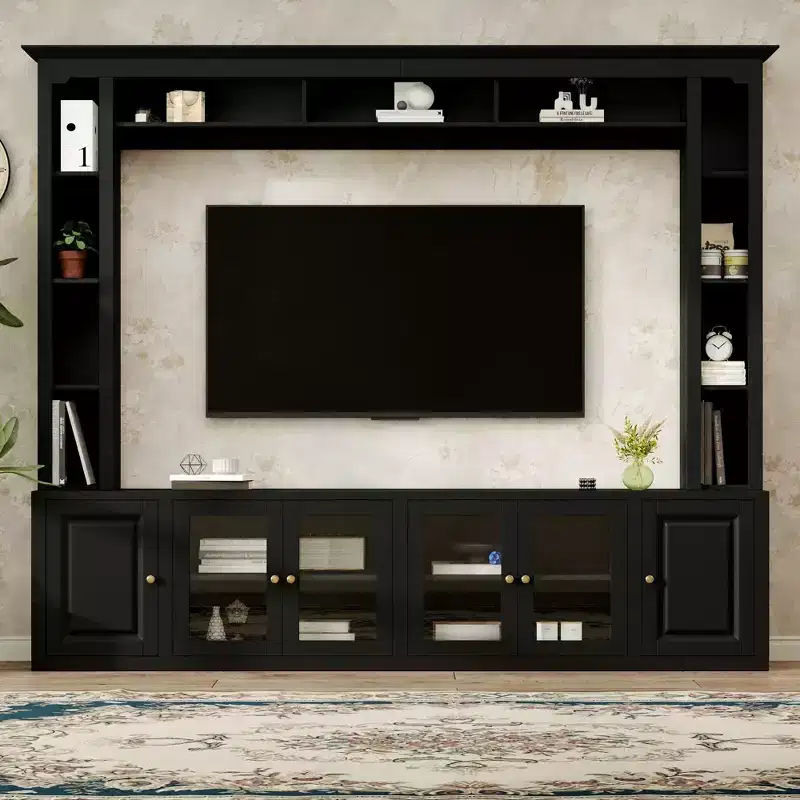GDFStudio Esther Modern Entertainment Center Wall Unit with Bookshelves and Adjustable Shelves