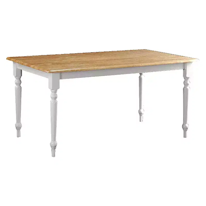 Dining Table Wood/Brown/White - Boraam: Rubberwood Frame, 6 Seats, Rectangle, 4-Leg Base, 60" Length, 36" Width