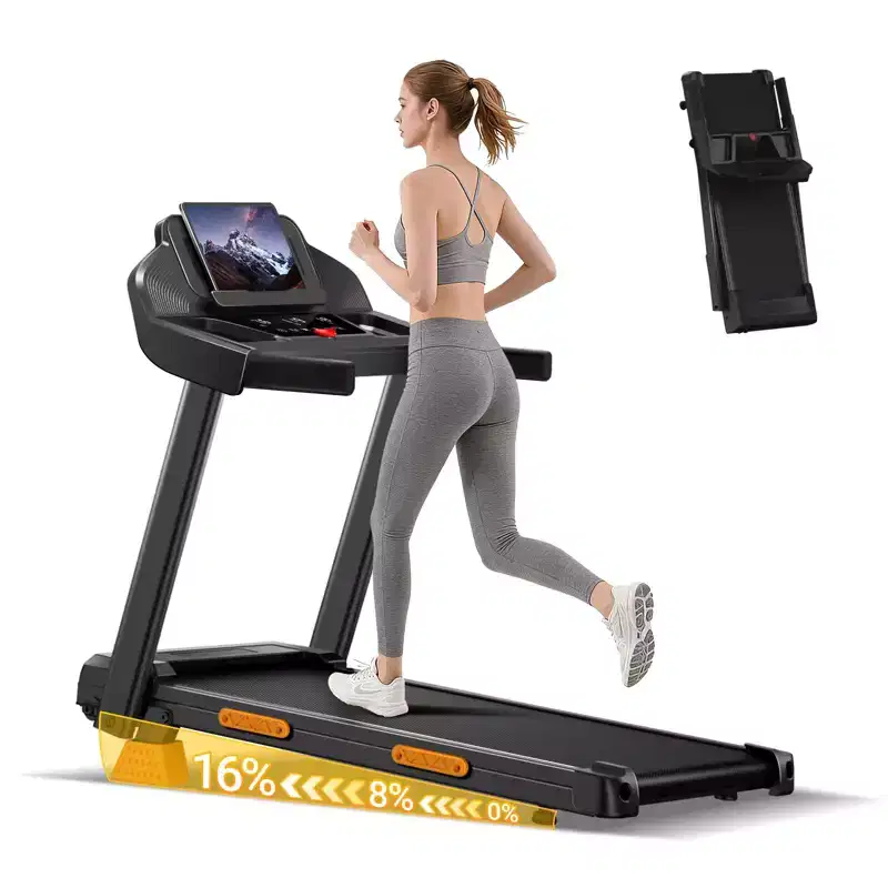 Treadmills for Home with 14% Incline & Led Screen, 3.0HP Quiet Foldable Treadmill with Handle Bar Up to 360lbs Capacity