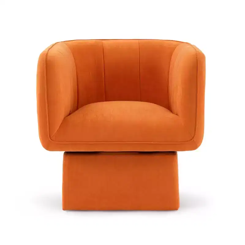 Upholstered Swivel Barrel Chair with 360-Degree Rotation