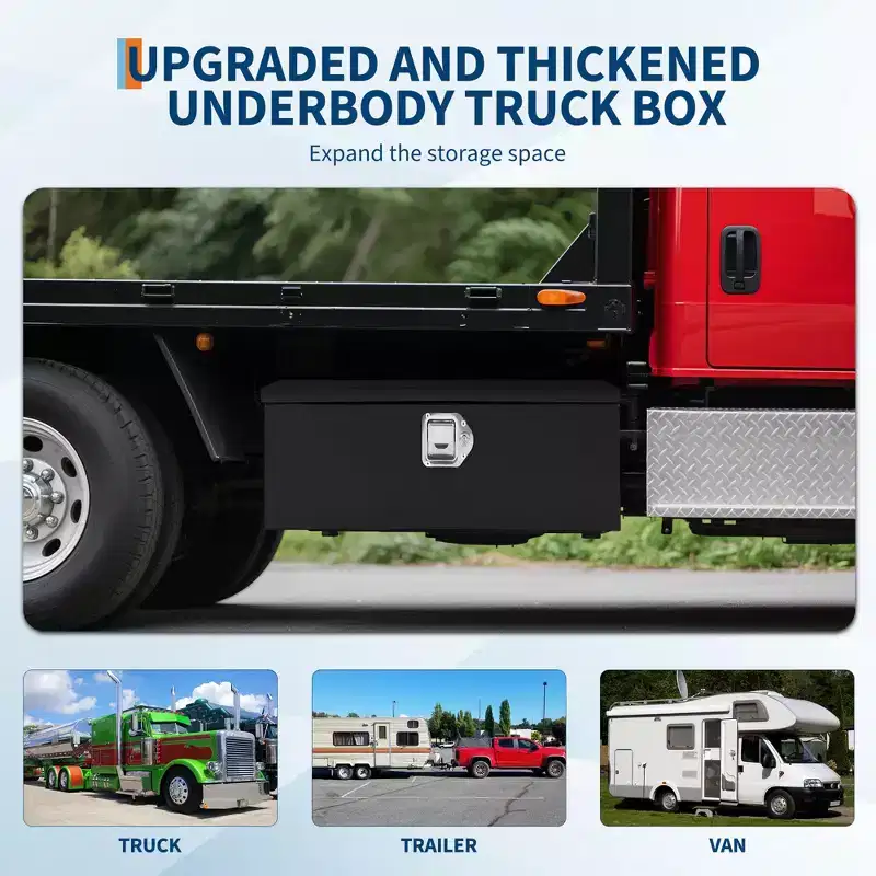 Steel Truck Bed Tool Box, Diamond Plate Tool Box with Side Handle and Lock Keys, Storage Toolbox Chest Box Organizer