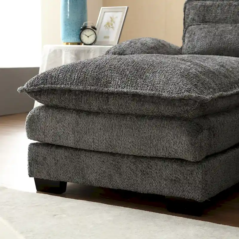 Gray Modern Large Modular U-Shape Sectional Sofa with Removable Cushions and Throw Pillows