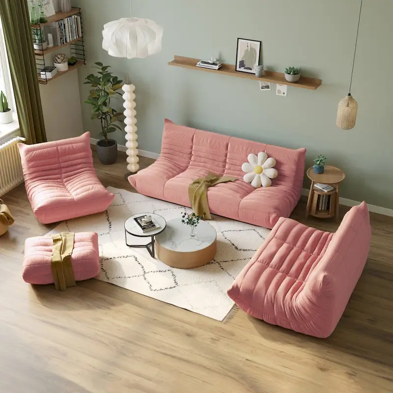 Feature Lazy Sofa Teddy Fabric Couch Living Room Sofa Bean Bag Chair
