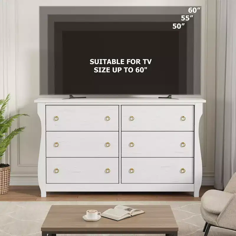 47.2/54 Wide 6/7 Drawer Dresser for Bedroom, Freestanding Wooden Storage Chest, Closet Organizer for Living Room & Entryway