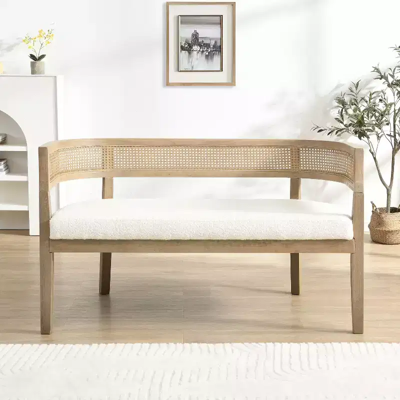 Christopher Knight Home Shigeo 47.5 Farmhouse Rubberwood Boucle Upholstered Sofa