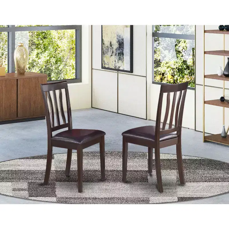 Kitchen Dining Chair Cappuccino Solid Wood Seat Modern Style