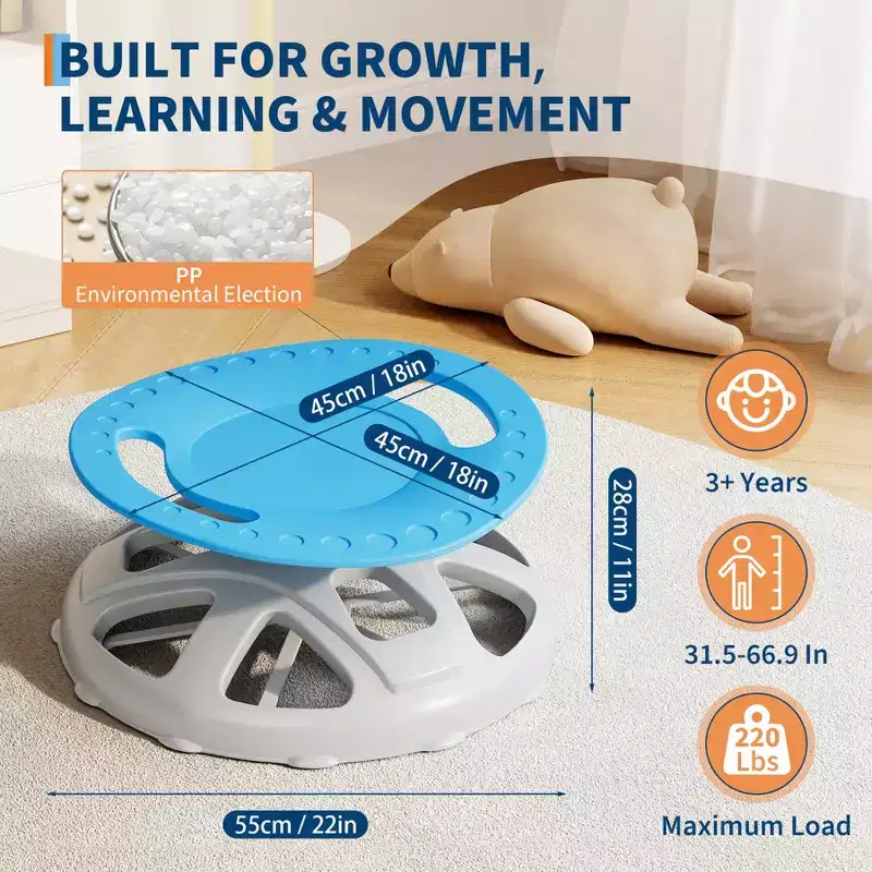 COZONY Kids Sensory Swivel Chair, Spinning Chair with Safety Handle & Non-Slip Base, Balance Training Chair for Body Coordination & Focus