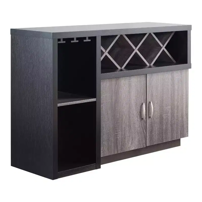 Alsco Buffet Server with Wine Rack Distressed Gray/ Light Oak - HOMES: Inside + Out