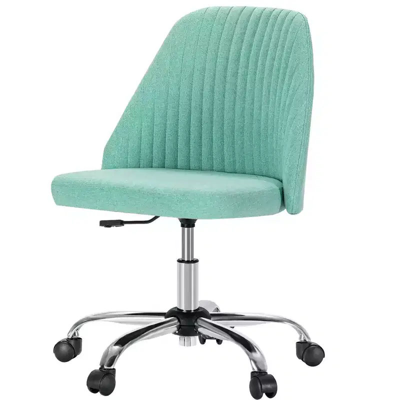 Fabric Office Chair: Armless, Swivel, Adjustable, with Wheels