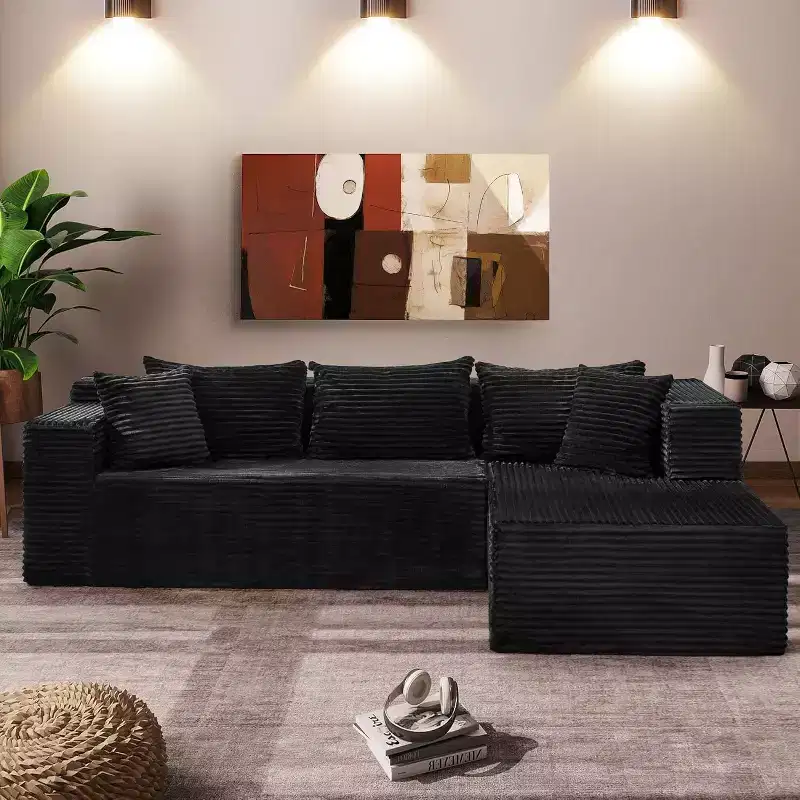 106-inch Cloud-shaped Combination Sofa, Sofa with Lounge Chair, 3-seat L-shaped Sofa for the Living Room, Memory Foam Deep Seat