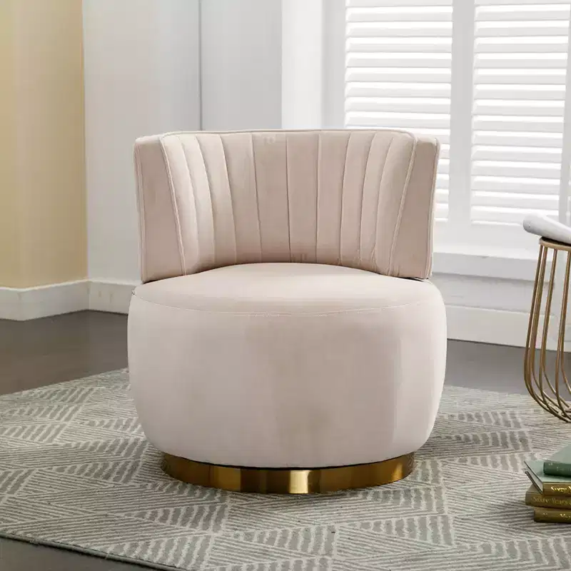 360 Velvet Sofa Turntable, Modern Round Accent Chair, Wide Upholstered Single Sofa with Hardwood Frame for Living Room, Bedroom, Playroom