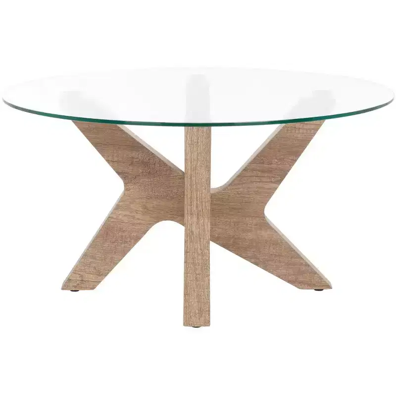 Kaera Coffee Table - Multibrown/Glass - Safavieh