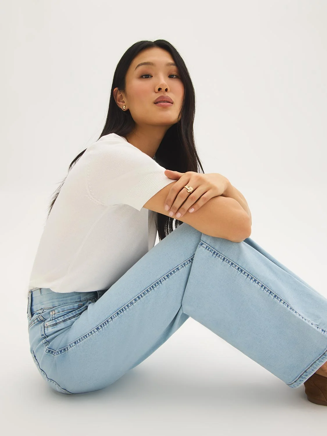 Cotton-Blend Wide-Leg Jeans