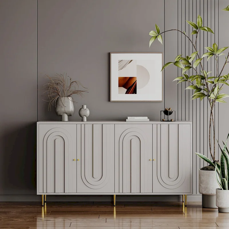 4-Door Sideboard Cabinet with Adjustable Shelves