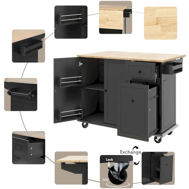 Kitchen Island with Drop Leaf