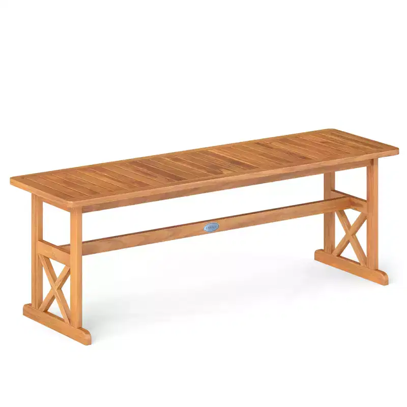 Costway 51 Inches Acacia Wood Outdoor Bench w/ Slatted Seat & X-Shaped Frame