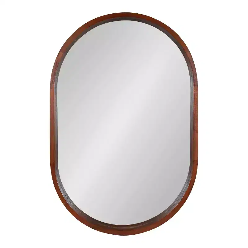 Wood Capsule Mirror, 24x36, Walnut Brown