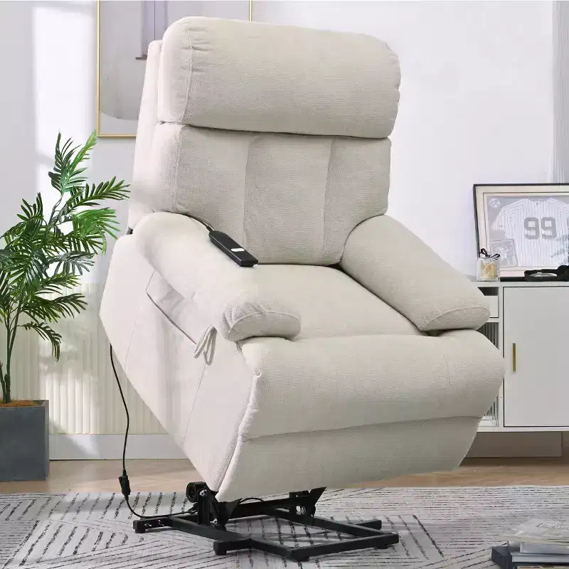 Oversized Power Lift Recliner Chair, Adjustable Reclining Sofa Chair for Elderly, Recliner with Remote Control and Side Pocket - ModernLuxe