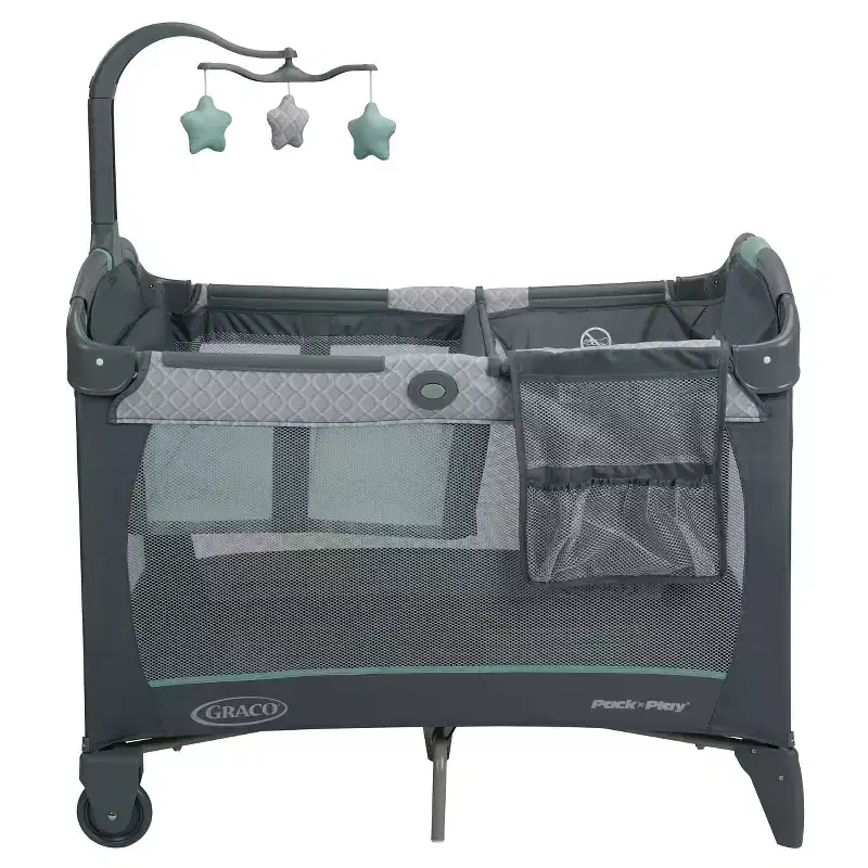 Pack 'n Play Change 'n Carry Playard: Locking Wheels, Changing Table, Baby Mobile, Carrying Bag