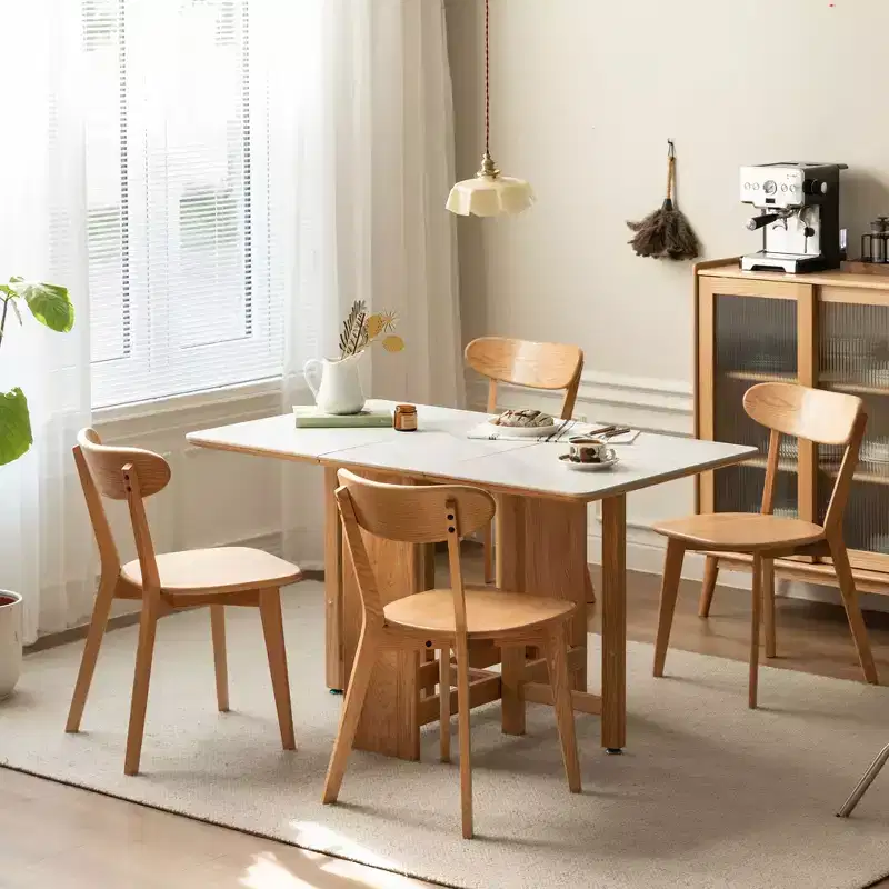 MAYEERTY Set of 4 Solid Wood Dining Chairs, Natural Wooden Chairs for Kitchen Dining Room Living Room