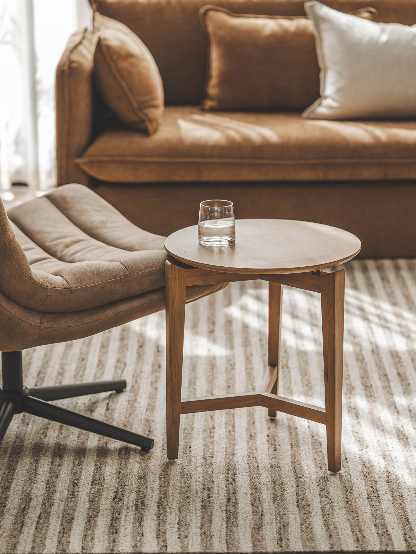 Modern Solid Oak Side Table for Living Room