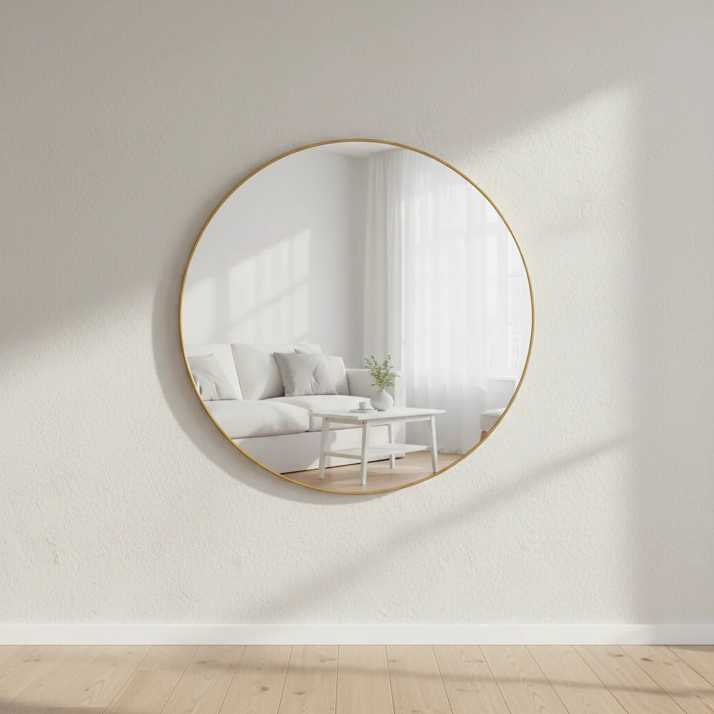Organic Frameless Freeform Wall Mirror with Curved Silhouette for Living Room