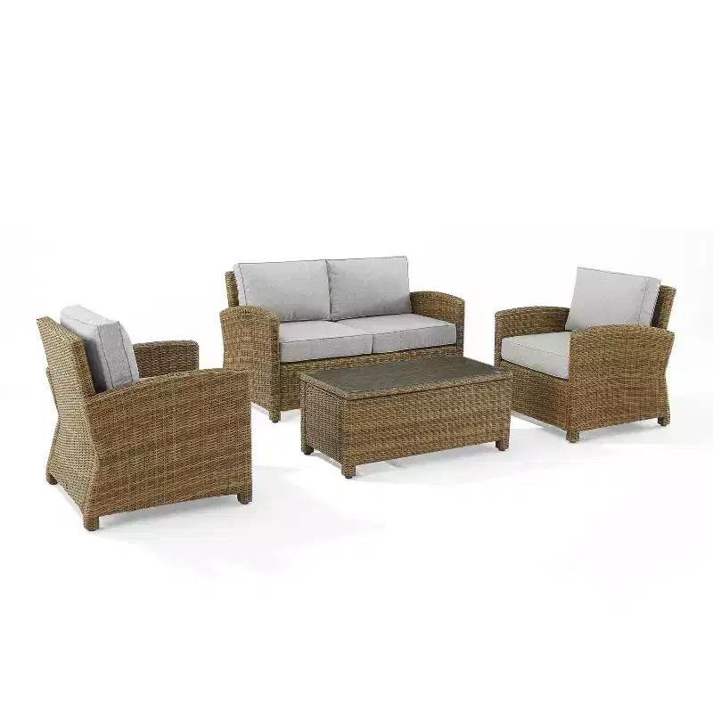 Bradenton 4pc Outdoor Wicker Conversation Set - Crosley
