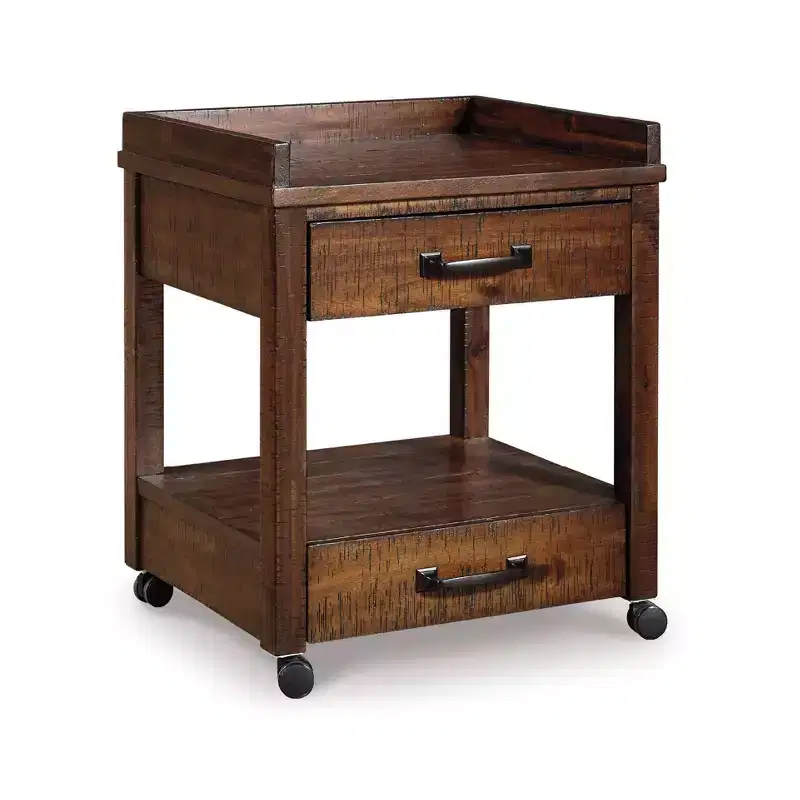 Rustic Printer Stand with Drawers and Open Shelves