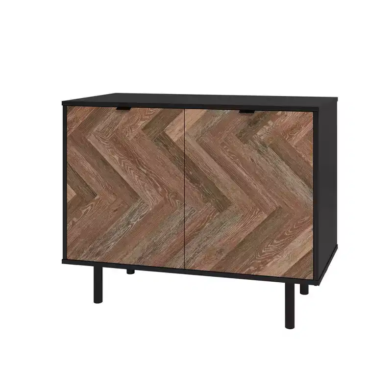 Mid-Century Modern Accent Cabinet with 2 Open Shelves