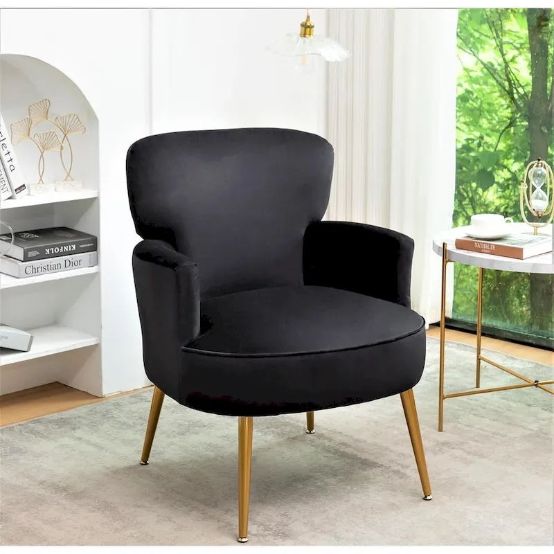 US Pride Furniture Trendy Velvet Accent Chair with Gold Metal Legs Upholstered Armchair