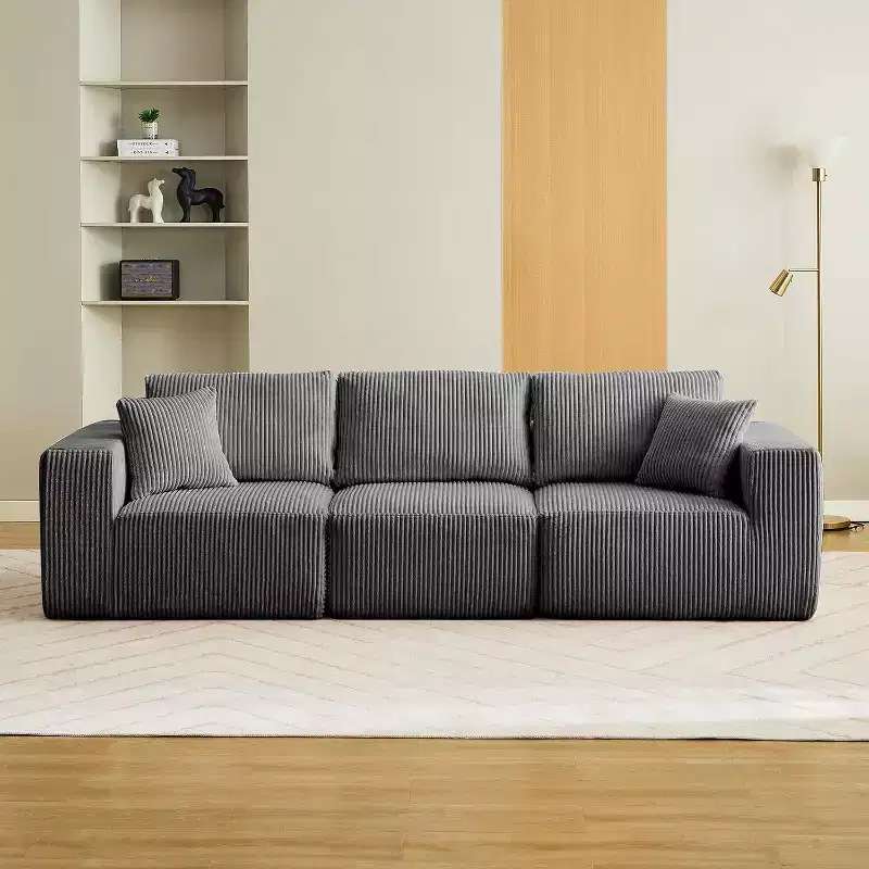 108 Sectional Couch Cloud Modular Modern Linear Sofa with Chaise Lounge, Corduroy Fabric, No Assembly Required, Convertible Compression Sleeper Sofa