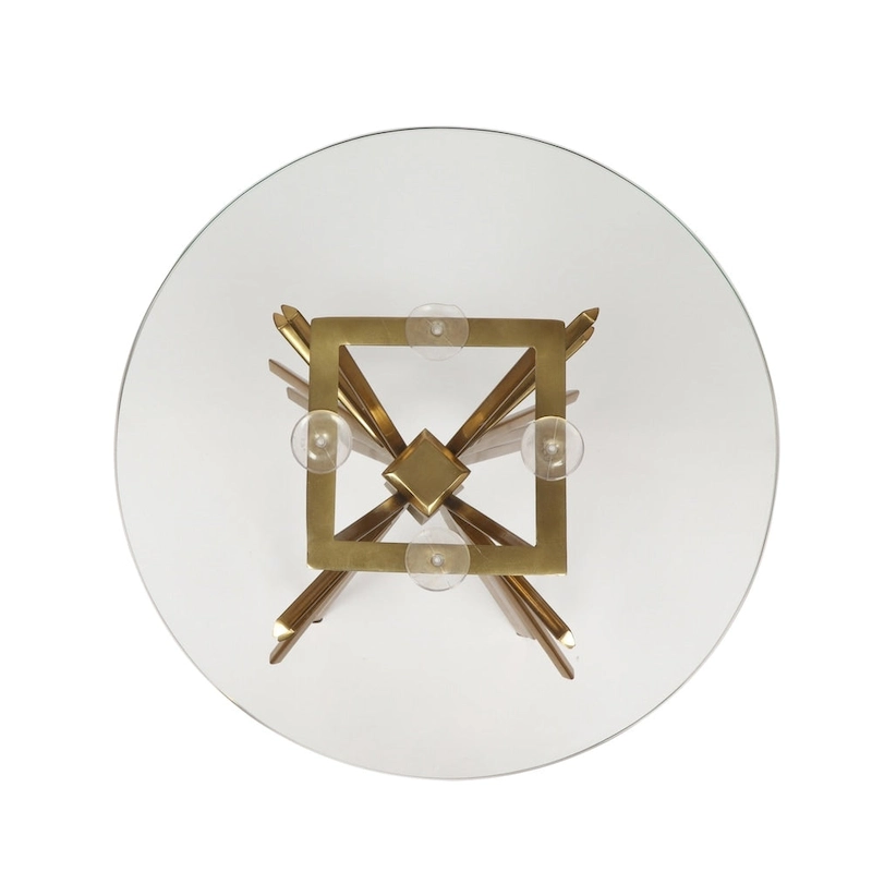 Helios Modern Glam Handcrafted Sunburst Accent Table with Tempered Glass Top by Christopher Knight Home