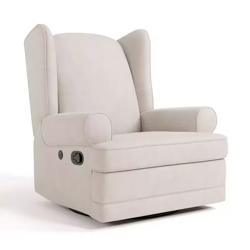 Storkcraft Serenity Wingback Upholstered Recliner Glider with USB Charging